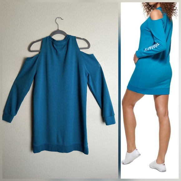 Tommy Hilfiger Sport Women's Cold Shoulder Mini Athletic Dress Blue Size M/M/M - Picture 1 of 14